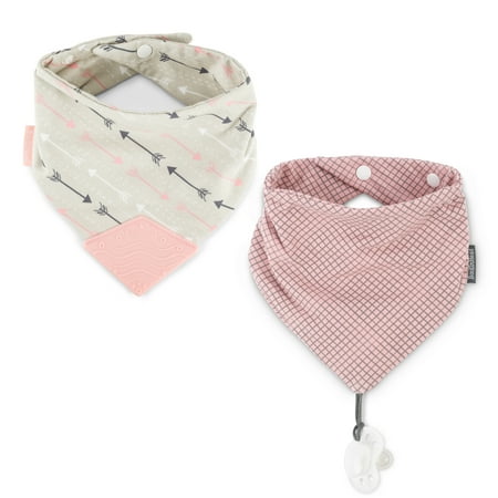 UPC: 0811470030578 | BooginHead Bandana Teething & Pacifier Holder Bibs Infant Toddler Boys and Girls Pink Arrows