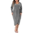 thumbnail image 1 of Vestido de fiesta y cóctel con lentejuelas de mujer plus size Agnes Orinda, de manga larga, escote en V, estilo tulipán, envolvente, 4X plateado, 1 of 6