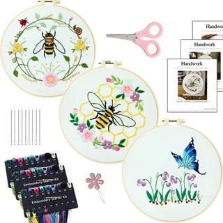 3 Pack Embroidery Starter Kit with Pattern,Kissbuty Full Range of Stamped Embroi