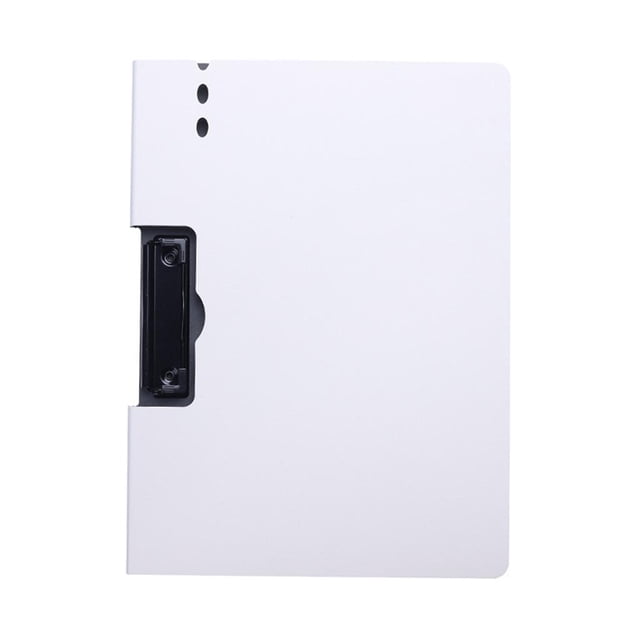 pp folder folder a4 carpeta portátil multifunción contenedor accesorios de almacenamiento organizador matte carpeta para tareas notas - horizontal blanco horizontal Carpeta A4 horizontal blanca de polipropileno con acabado mate, vista frontal centrada; cierre de mordaza negro en el borde izquierdo, tres orificios superiores para encuadernado y esquinas redondeadas; tamaño 235x320x12 mm, adecuada para documentos, tareas y notas.