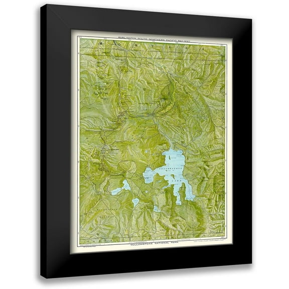 Poole 12x14 Black Modern Framed Museum Art Print Titled - Yellowstone Park - Burlington Route 1898