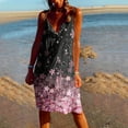 thumbnail image 2 of Pompotops Robe d'Été Décontractée à Manches Courtes Imprimée Boho Col en V avec Ceinture pour Femmes, 2 of 5