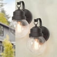 thumbnail image 2 of LNC Zalan 2-Pack 11-in H Rustic Bronze Seeded Glass Outdoor Wall Light, 2 of 14