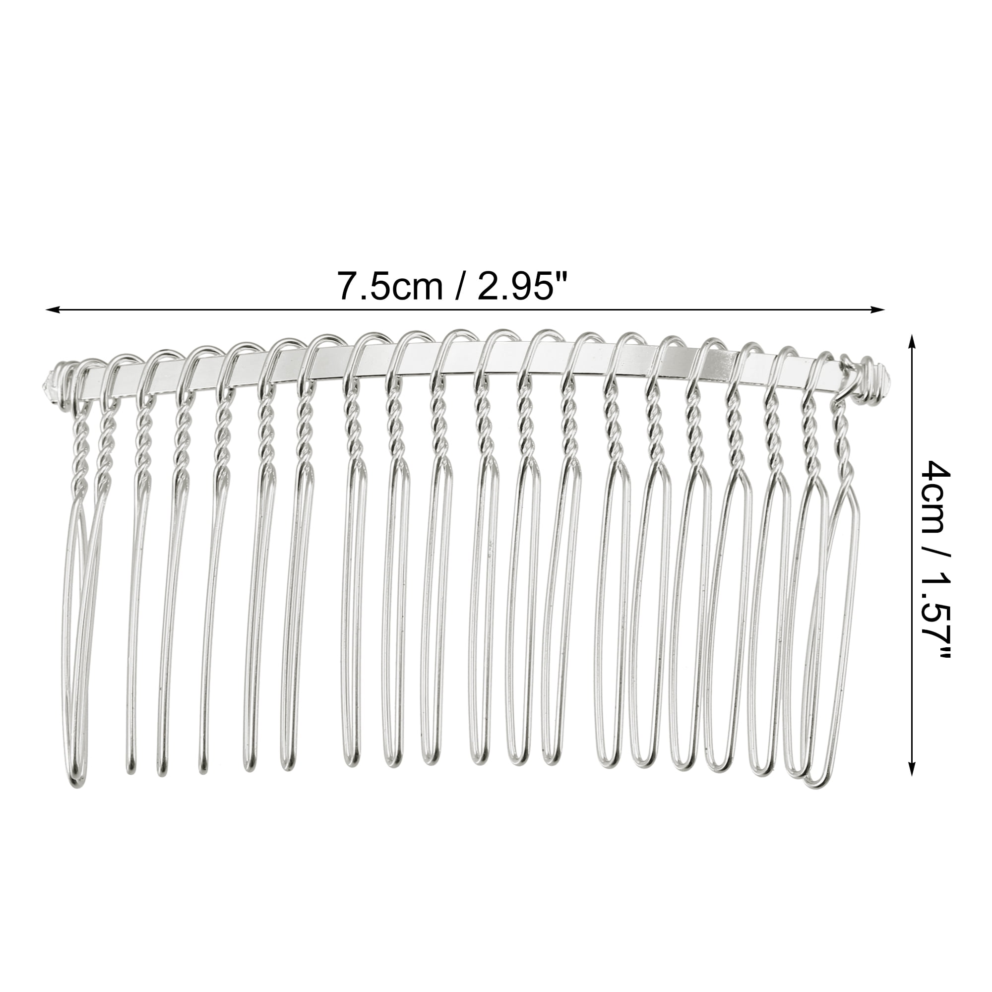 Unique Bargains 12 Pcs No Slip Hair Side Combs Accessories Metal 3" Silver Tone