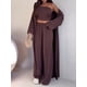 thumbnail image 4 of Conjunto Deportivo de Piezas para Mujer, de Otoño, para Estar en Casa, con Camiseta de Larga y Pantalón Deportivo de Cintura Alta Marrón Oscuro M, 4 of 9