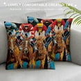 thumbnail image 3 of PHYHOO Horse Racing Decorative Throw Pillow Covers, Porch Outdoor Home Decor, Red Black Farmhouse Couch Cushion Case White, 3 of 5