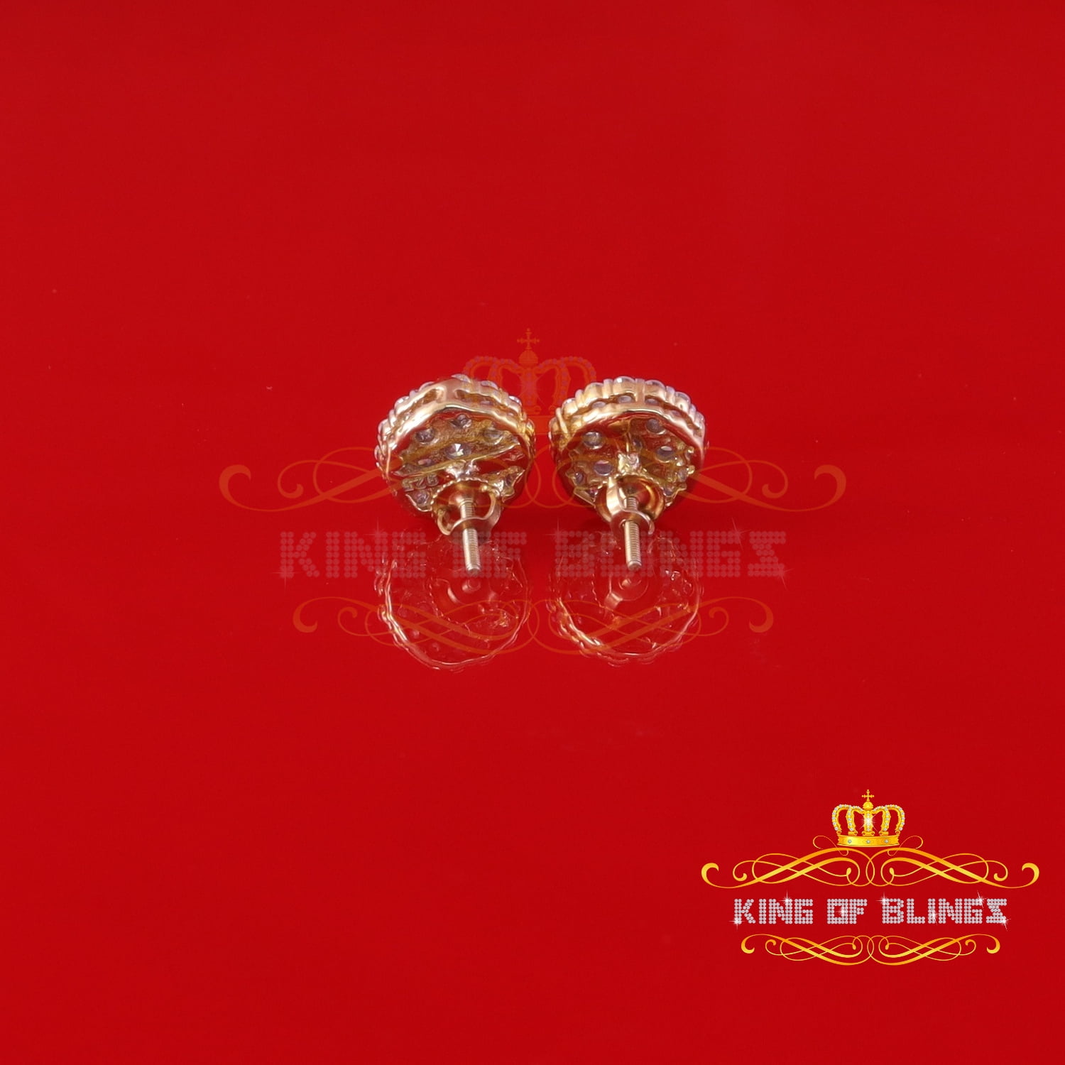 King of Bling's Men's/Womens 925 Silver Yellow 1.66ct VVS 'D' Moissanite Round Stud Earrings