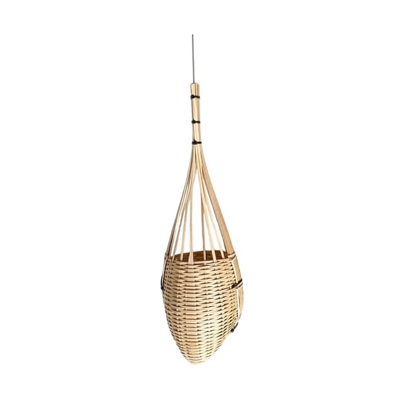 Handmade Bamboo Woven Orchid Hanging Planter Basket, Bird Nest Style Multi-Purpose Hanger for Indoor Outdoor Garden Decor, Breathable Wall Hanging Pot for Orchids Flowers 17.7Inch