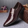 thumbnail image 4 of Men's Patent Leather Pointed-Toe Loafers - Formal Slip-On Dress Shoes with Metal Buckle, 4 of 8
