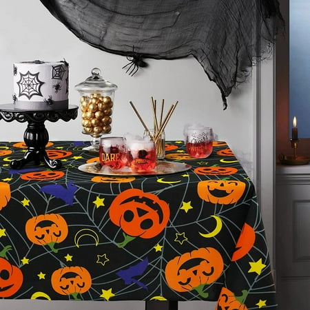 

Halloween Tablecloth 60*60 inch Pumpkin Halloween Table Cover Spider Web Table Cloth Waterproof Wrinkle Resistant and Washable Tablecloth for Halloween Decoration