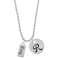 thumbnail image 1 of Delight Jewelry Silvertone Sing Silvertone Script Initial Disc - R - Charm Necklace, 20"+3", 1 of 4