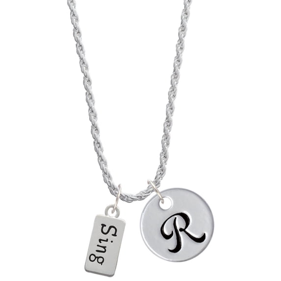 Delight Jewelry Silvertone Sing Silvertone Script Initial Disc - R - Charm Necklace, 20"+3"