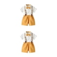 thumbnail image 3 of Sonducket Verano para niños, camisa de manga corta con botones, conjunto de pantalones, ropa de pajarita para boda, pantalones cortos con Type3 NO3, 3 of 6