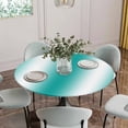 thumbnail image 5 of Round Fitted Tablecloth,Classic Turquoise White Line Circle Table Cover Waterproof Table Cloth with Elastic Edge,Abstract Geometric Stripe Outdoor Tablecloths for Kitchen Picnic 36-44in, 5 of 9