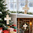 thumbnail image 6 of 2023 Romantic Christmas Wooden Pendant, Round Jesus Cross Decoration for Holiday Trees, Meaningful Religious Ornament That Enhances Christmas Decor and Faith Celebrations, White, 1pcs, 6 of 11