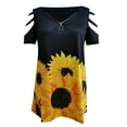 thumbnail image 4 of DPTALR T-Shirt Femme à Imprimé Ajouré Col en V Manches Courtes Blouse Décontractée, 4 of 6