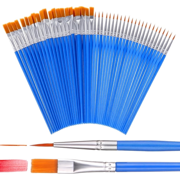 80 Pcs Acrylic Paint Brushes Set, Nylon Hair Flat & Pointed Tips for Arts