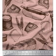 thumbnail image 1 of Soimoi Cotton Jersey Fabric Rolling Pin,Wheat & Sandwich Bread Food Printed Craft Fabric by the Yard 58 Inch Wide, 1 of 1