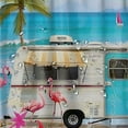 thumbnail image 5 of Orinice Summer Beach Shower Curtain Flamingo Summer Surfing Truck Surfboard Tropical Palm Tree Seaside Scene Fabric Bathroom Curtains Decor Set with Hooks 60x72, 5 of 7