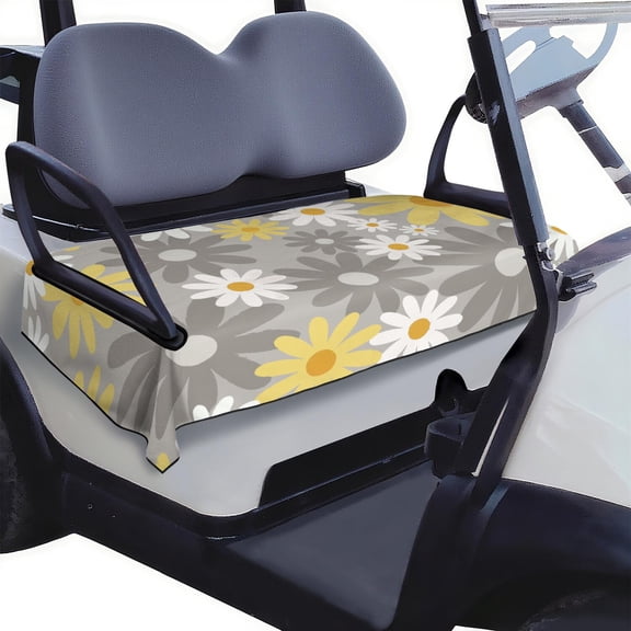 Cheerful Flowers Pattern Golf Cart Seat Protector 51" x 31" for EZGO Yamaha Club Car Front Seat Comfortable Microfiber Cover