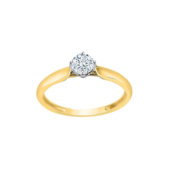 Diamond Solitaire Engagement Ring in 10K Yellow Gold (1/4 cttw) (I-Color, SI3-I1 Clarity) (Size-6.5)