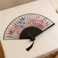 thumbnail image 4 of Decorative Silk Folding Fan with Bamboo Ribs, Durable Hand Fan for Stage Props, Home Decor & Cultural Performances, 4 of 6
