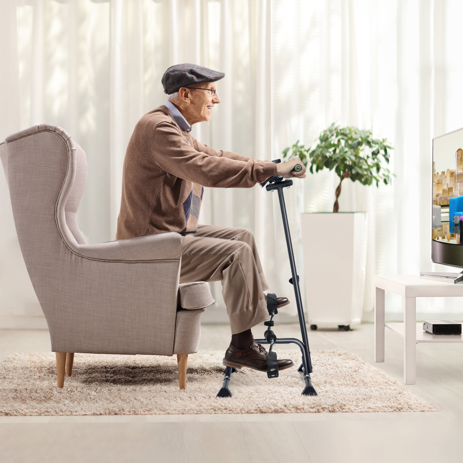 WETLA Pedal Exerciser for Seniors - Adjustable Arm & Leg Exercise Bike with LCD Monitor, Under Desk Peddler for Physical Therapy, Rehabilitation & Home Fitness