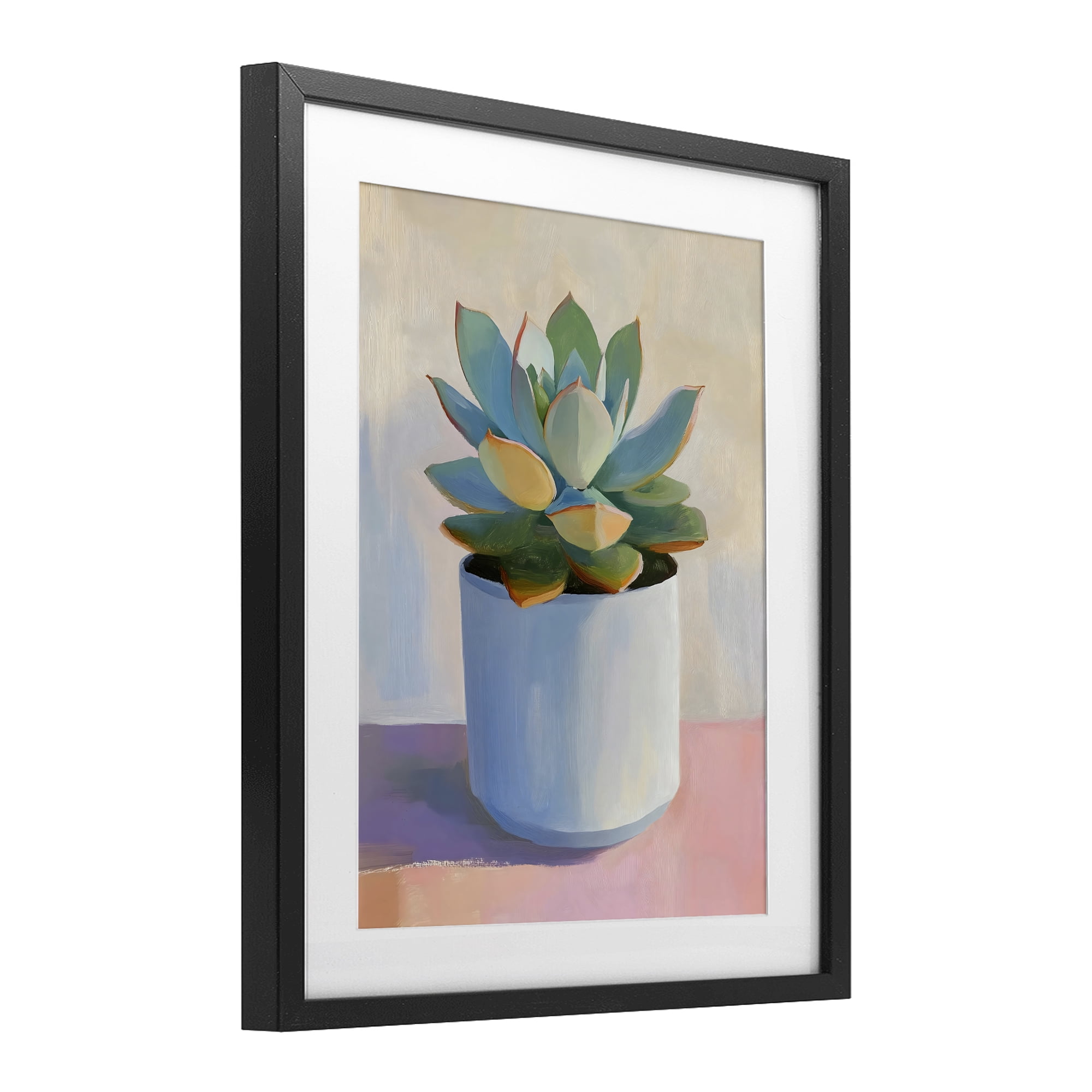 Stupell Industries Succulent Plant in White Pot Black Framed Print Under Glass, design by The Prints Vibe