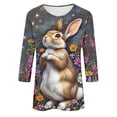 thumbnail image 5 of Easter Shirt for Women All Over Painted Eggs Print Graphic Tee Three Quarter Sleeve Crewneck Festival Apparel Holiday Party Casual Loose Fit Spring Top, 5 of 5