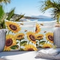 thumbnail image 5 of Waterproof Throw Pillow Covers Set of 2, 24x24 Inch Sunflower Bee Decorative Pillowcases Outdoor Pillow Slip Cushion Covers Set for Couch Tent Blue Striped Spring Farm Botanical Art, 5 of 7