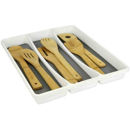 Large Utensil Holder - Home Basics Large Utensil Tray with Rubber Liner