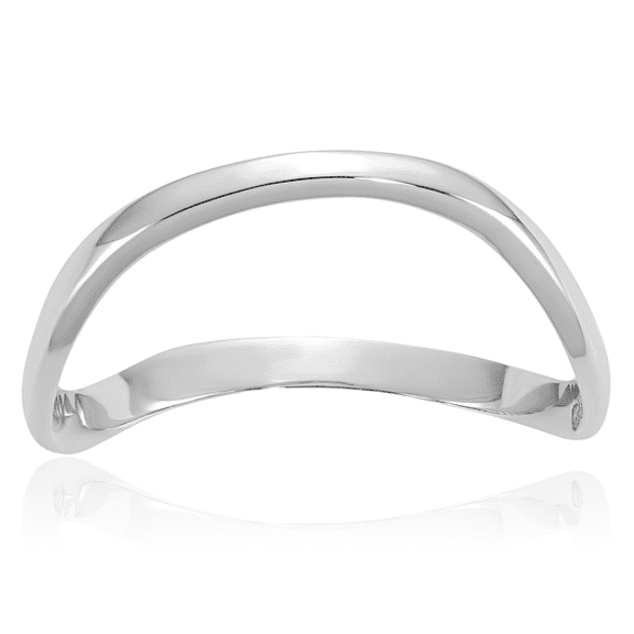 10K Solid White Gold Wave Thumb Statement Ring
