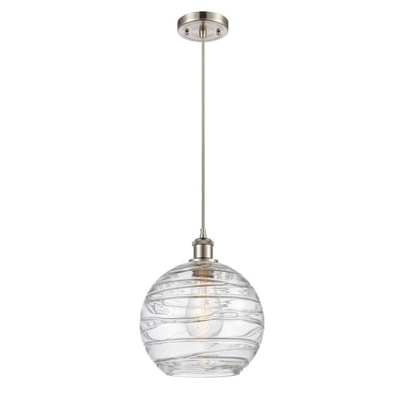 516-1P-SN-G1213-10-LED-Innovations Lighting-Large Deco Swirl-1 Light Mini Pendant in Industrial Style-10 Inches Wide by 13 Inches High Brushed Satin