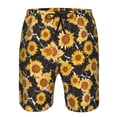 thumbnail image 4 of Yiaed Black Marble Pattern Sunflower Print Men's Swim Trunks with Lining Quick Dry Sports Shorts Beach Shorts Boardshorts-Small, 4 of 5
