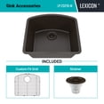 thumbnail image 2 of 23" x 21" Quartz Kitchen Sink, Single Bowl Sink, Drop-in Sink, Undermount Sink, Granite Kitchen Sink, Galaxy Mocha Kitchen Sink, with Steel Grid and Basket Strainer, Lexicon Platinum LP-2321D-M, 2 of 7