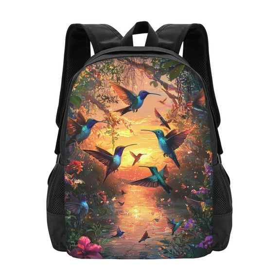 Tropical Hummingbird Backpack Lightweight Casual Backpacks Fashion Printed Daypack 16.5"