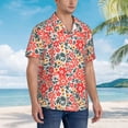 thumbnail image 3 of Fotbe Small Coral Red Flowers Camisa Hawaiana para Hombre Unisex – Camisa Casual de Verano con Botones de Manga Corta de Algodón y Lino,Large, 3 of 7