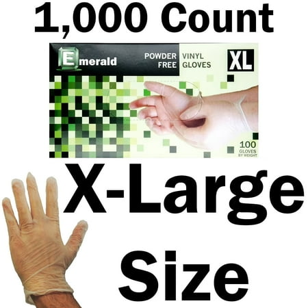 Emerald Powder-Free Vinyl Gloves - Clear -EX-Large- 1000ct
