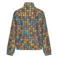 thumbnail image 6 of Jackets for Women Winter Coat Jackets Flannel Stand Collar Jacket(Colorful Pixel Art Print,Size:S-4XL), 6 of 7