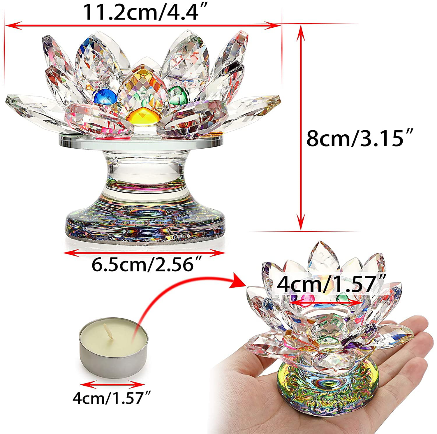 Crystal Lotus Flower Candle Stand Holder Tea Light Deco Gift 