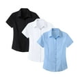 thumbnail image 2 of Womens Interview Ready Short Sleeve Shirt Business Formal Wear Wrinkle Free Comfort Top, 2 of 7
