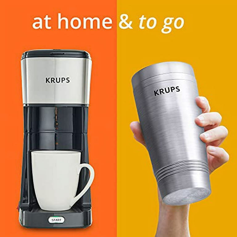 Krups 12oz Single Serve Coffee Maker with Travel Tumbler | Stainless Steel & Black, Size: 12 Fluid Ounces