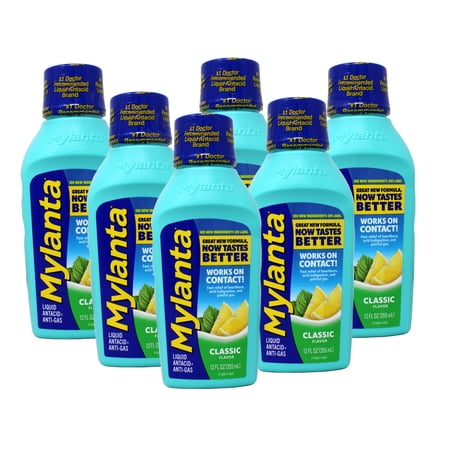 MYLANTA Maximum Strength Liquid Antacid + Anti-Gas, Classic Flavor 12 oz (Pack of 6)