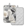thumbnail image 2 of 2 Pack Pot Holders for Kitchen Heat Resistant Hot Pads Sets for Cooking Baking Ink Wash Style Roses, 2 of 7