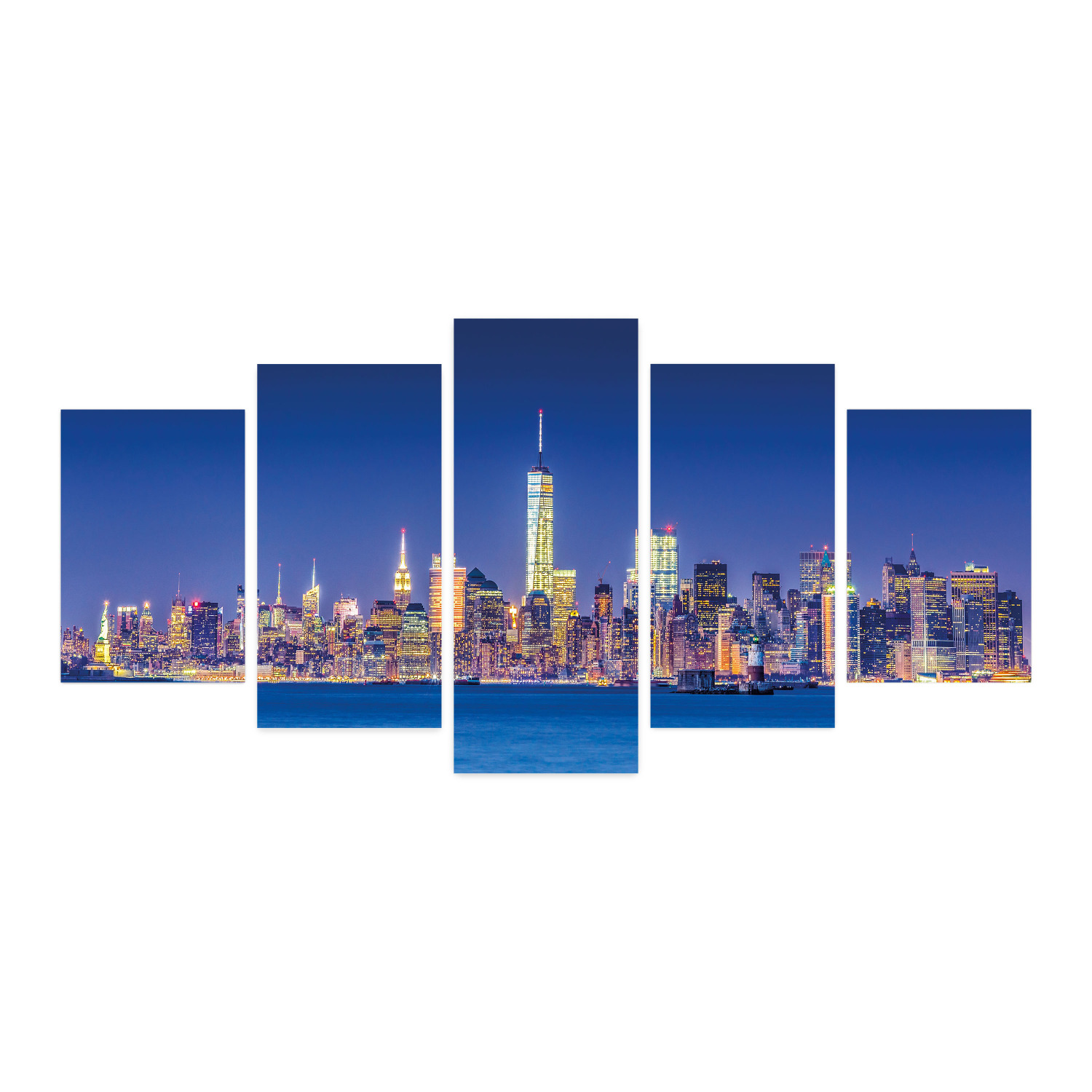 Cityscape 5 Panels Acrylic Glass Wall Art, Manhattan Skyline with Big