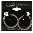 thumbnail image 2 of Silver-Tone Metal Hoop-Earrings, 2 of 2