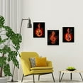 thumbnail image 2 of 3 Piece Music Canvas Wall Art Musical Notes Guitar on Fire Poster and Prints Black Background Music Picture Painting Art Wall Decor Stretched Ready to Hang 12x16inchx3pcs, 2 of 5