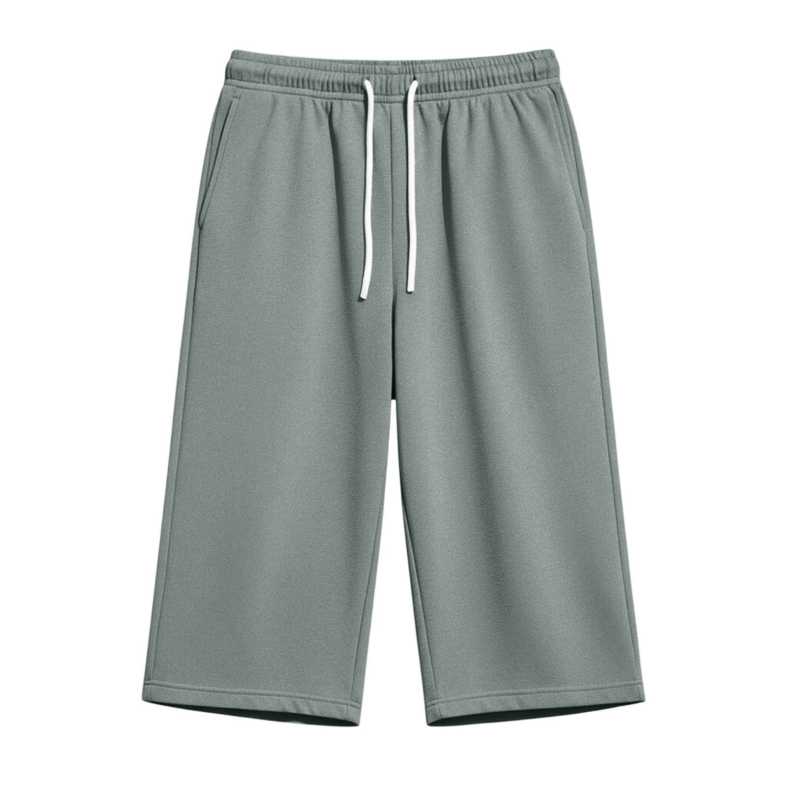 ShomPort Men's Capri Pants Summer Baggy Sweat Shorts Below Knee Drawstring Sport Casual Pants with Pockets