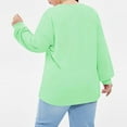 thumbnail image 3 of Htigea Plus Size Sweatshirts for Women V Neck Long Sleeve Pullover Side Split Tops Lightweight Breathable Fall Clothes Green L, 3 of 4