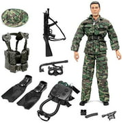 click N Play Special Ops Navy Seal Swat Team 12" Action Figure Play Set with Accessories